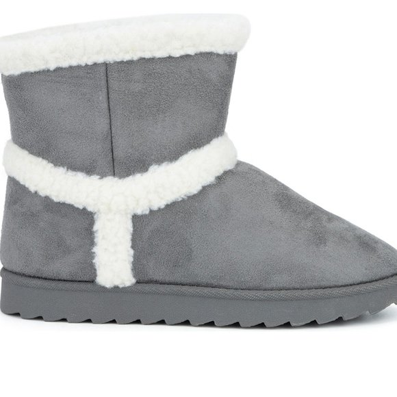 NWT Olivia Miller Womens Gray Boot Bootie OMP-2555 JOYCE faux Fur 8M - Picture 1 of 9